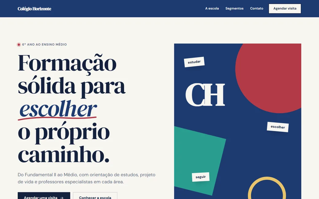 Exemplo de site: Colégio Horizonte (escola fictícia)